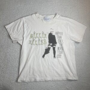 Billie Eilish men's white happier than ever tshirt tour L